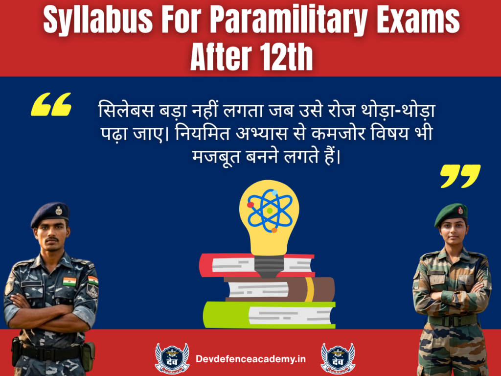 Syllabus For Paramilitary Exams After 12th